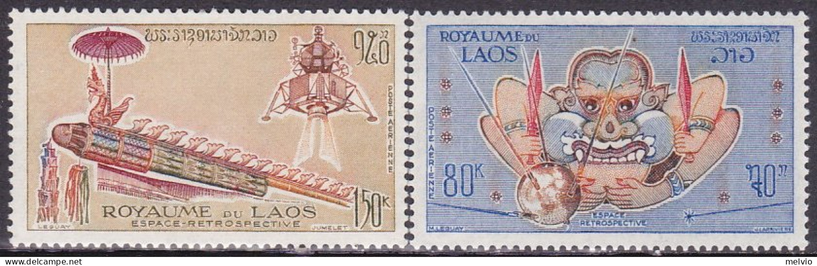 1973-Laos (MNH=**) S.2v."spazio"catalogo Yvert Euro 2,5 - Laos