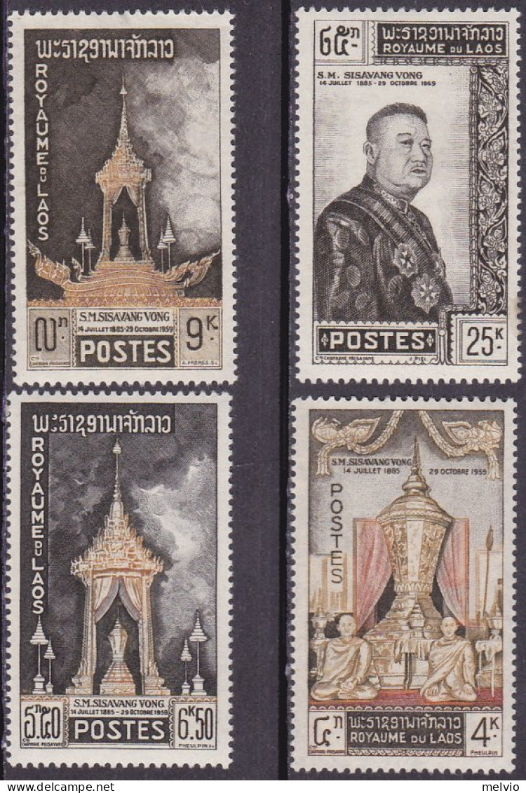 1961-Laos (MNH=**) S.4v."omaggio Al Re Defunto Sisavang"catalogo Yvert Euro 9 - Laos