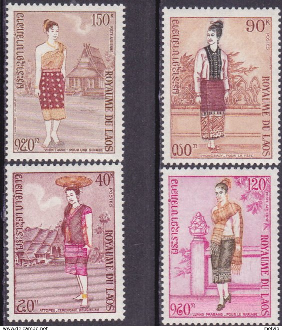1973-Laos (MNH=**) S.4v."costumi Femminili"catalogo Yvert Euro 5,25 - Laos