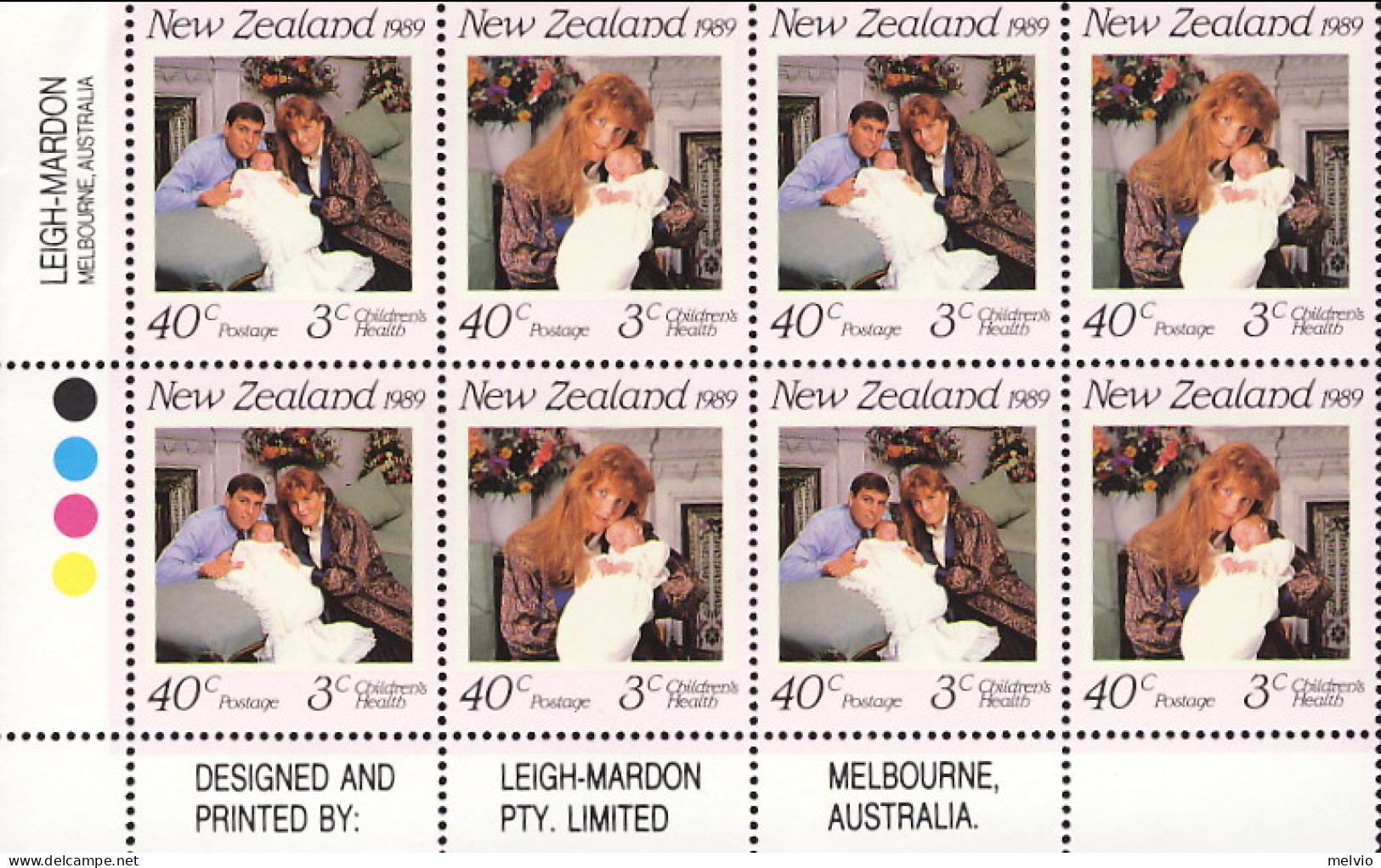 1989-Nuova Zelanda (MNH=**) S.3v.quartina "Famiglia Reale"bordo Di Foglio - Autres & Non Classés