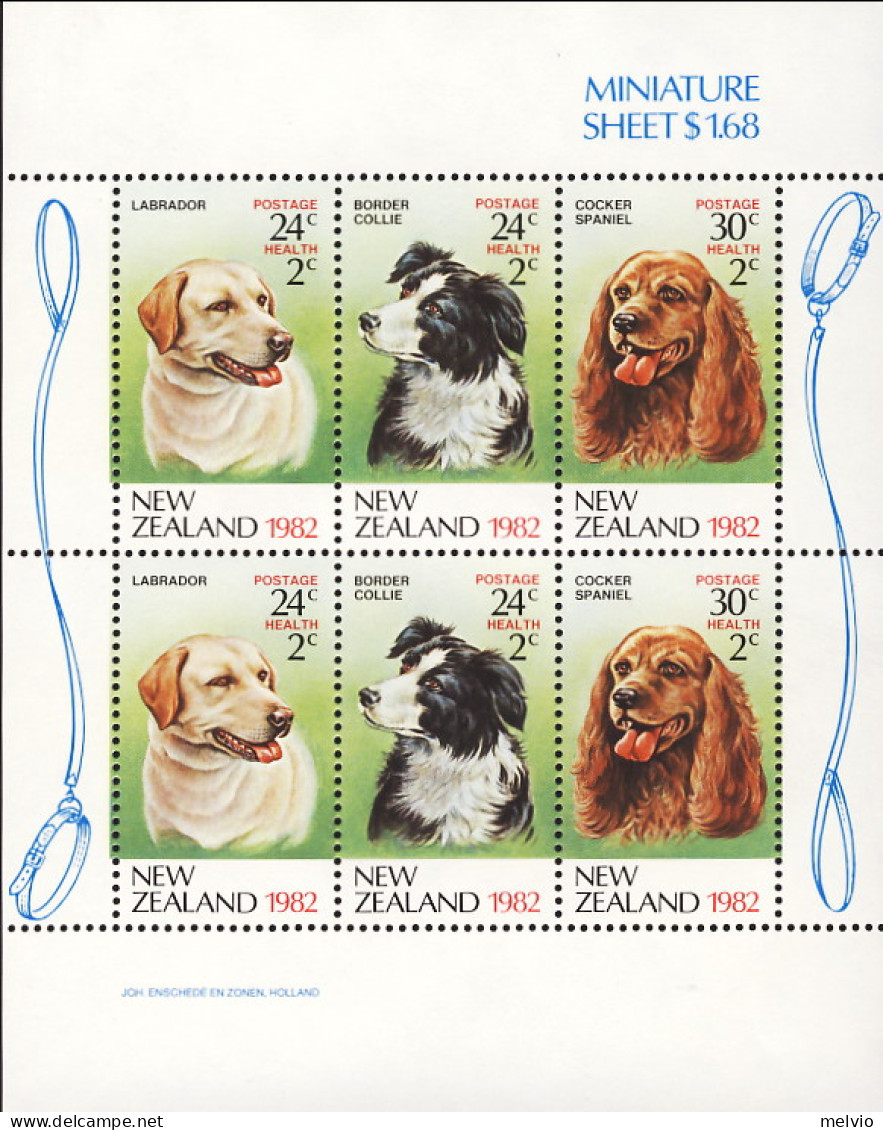 1982-Nuova Zelanda (MNH=**) Foglietto 6v."Pro Infanzia,cani"catalogo Euro 7 - Other & Unclassified