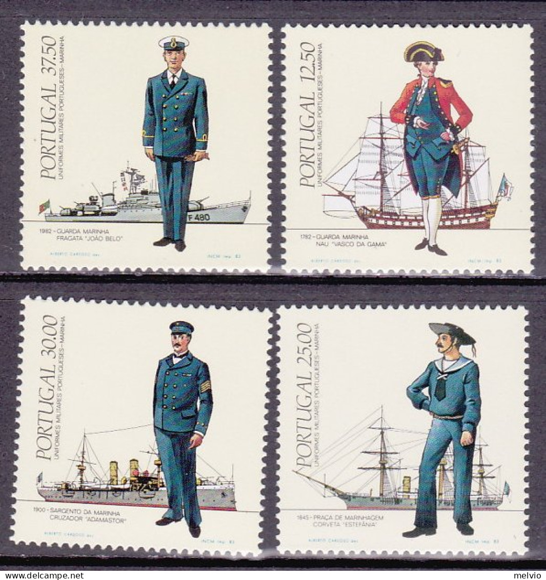 1983-Portogallo (MNH=**) S.4v."Uniformi Della Marina Militare" - Andere & Zonder Classificatie