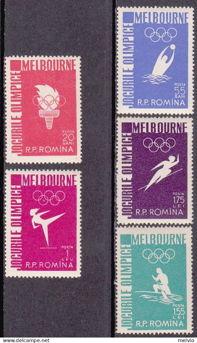 1956-Romania (MNH=**) S.5v."Olimpiade Di Melbourne"catalogo Euro 14 - Other & Unclassified