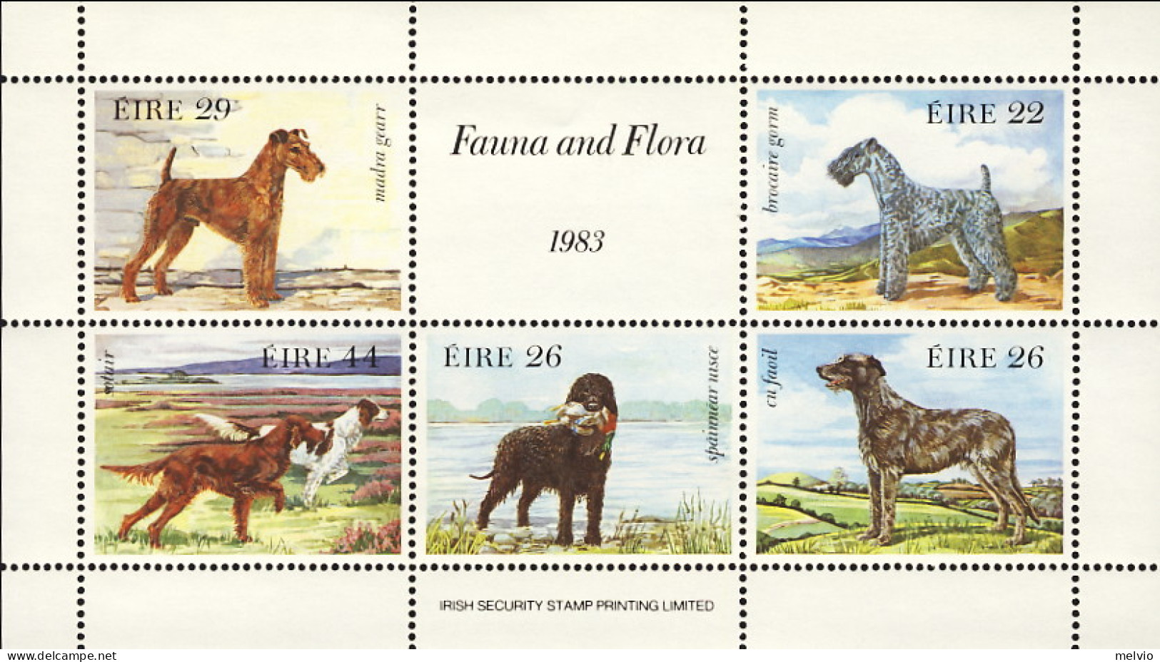 1983-Irlanda (MNH=**) Foglietto 5v."Cani" - Neufs