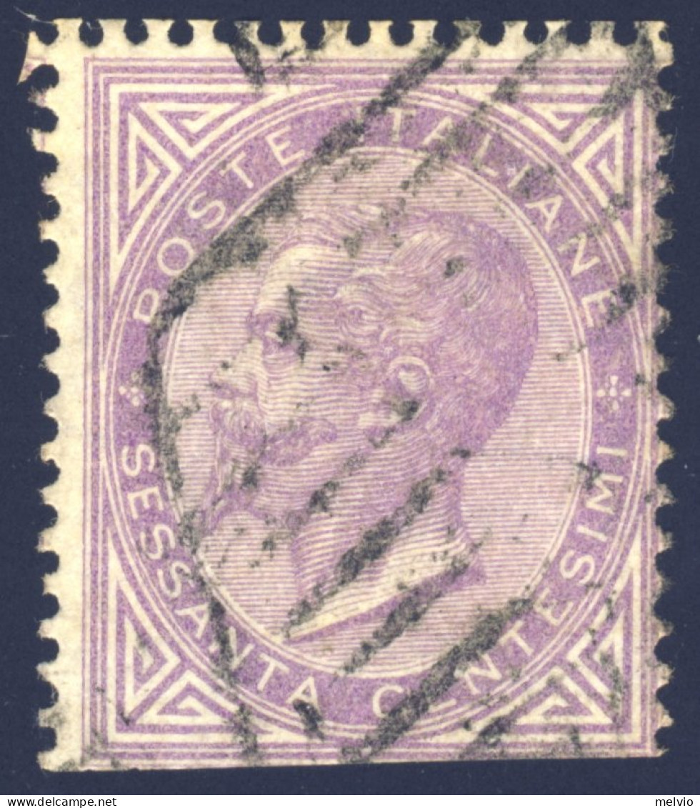 1863-Italia (O=used) 60c.lilla Chiaro Vittorio Emanuele II Tiratura DLR Con Annu - Oblitérés