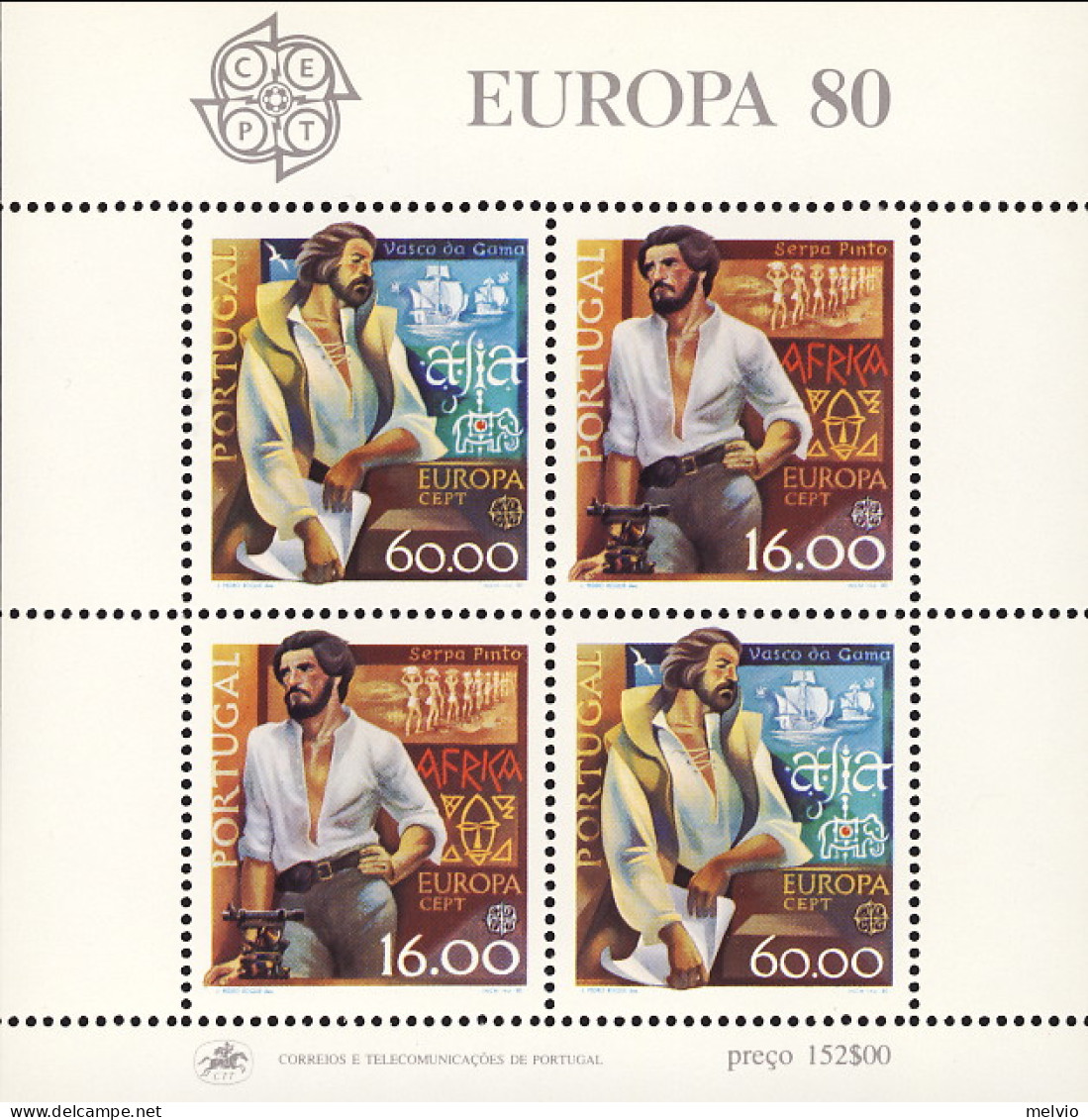 1980-Portogallo (MNH=**) Foglietto S.4v."Europa Cept,personaggi Celebri" - Other & Unclassified