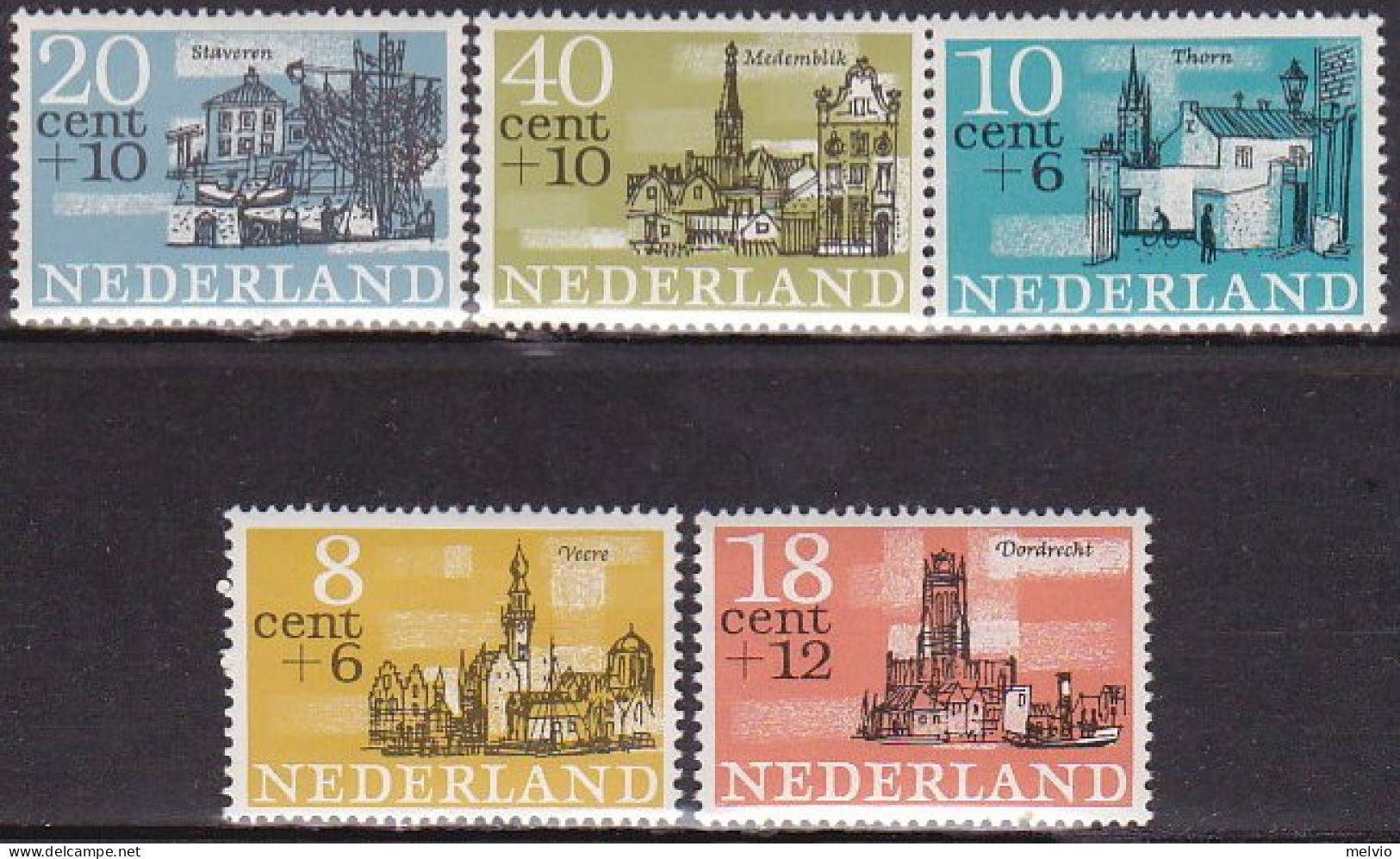 1965-Olanda (MNH=**) S.5v."beneficenza,serie Estiva.Vedute Di Antiche Citta'"cat - Unused Stamps