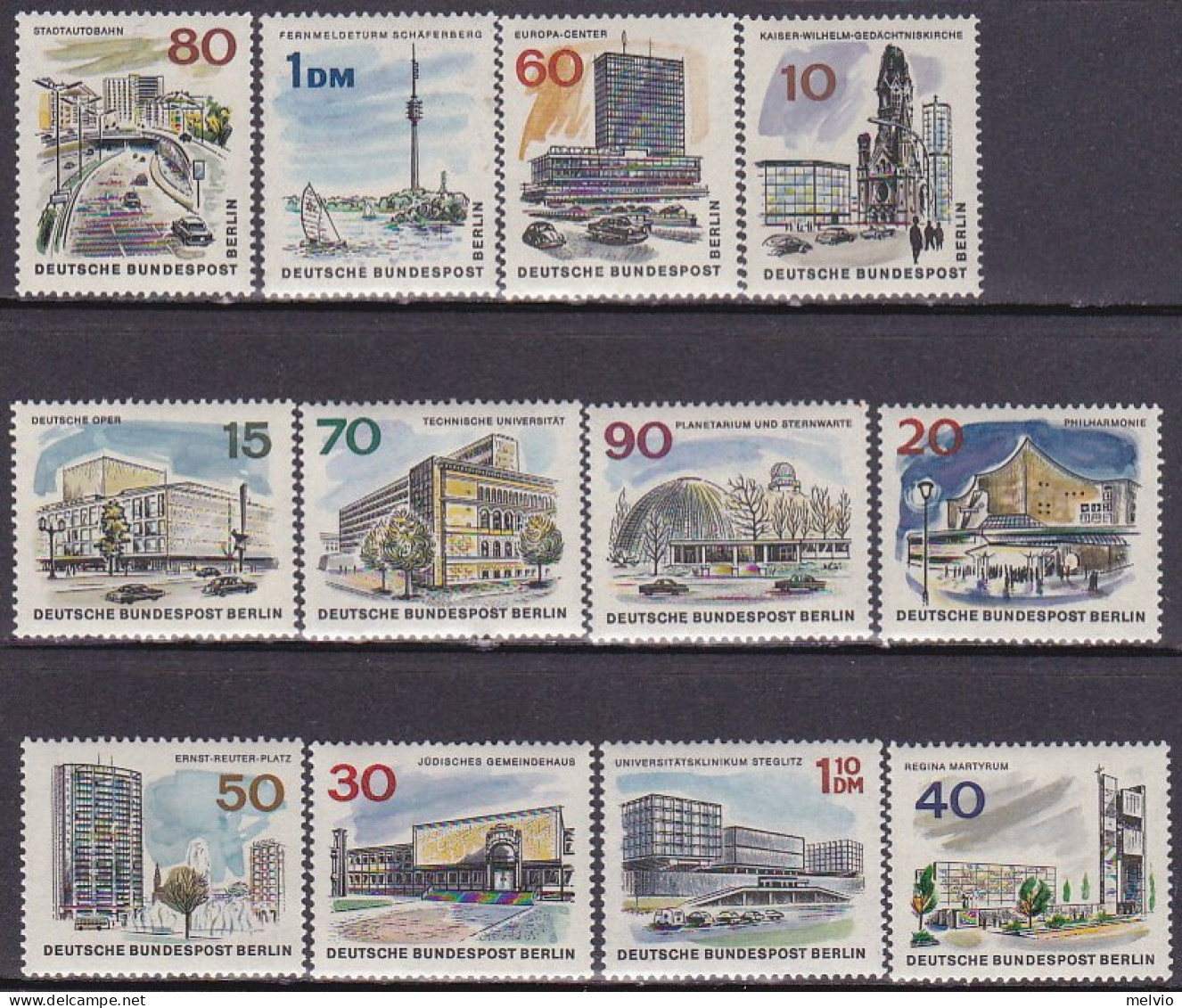 1965/66-Germania (MNH=**) S.12v."edifici Della Nuova Berlino"catalogo Unificato  - Unused Stamps