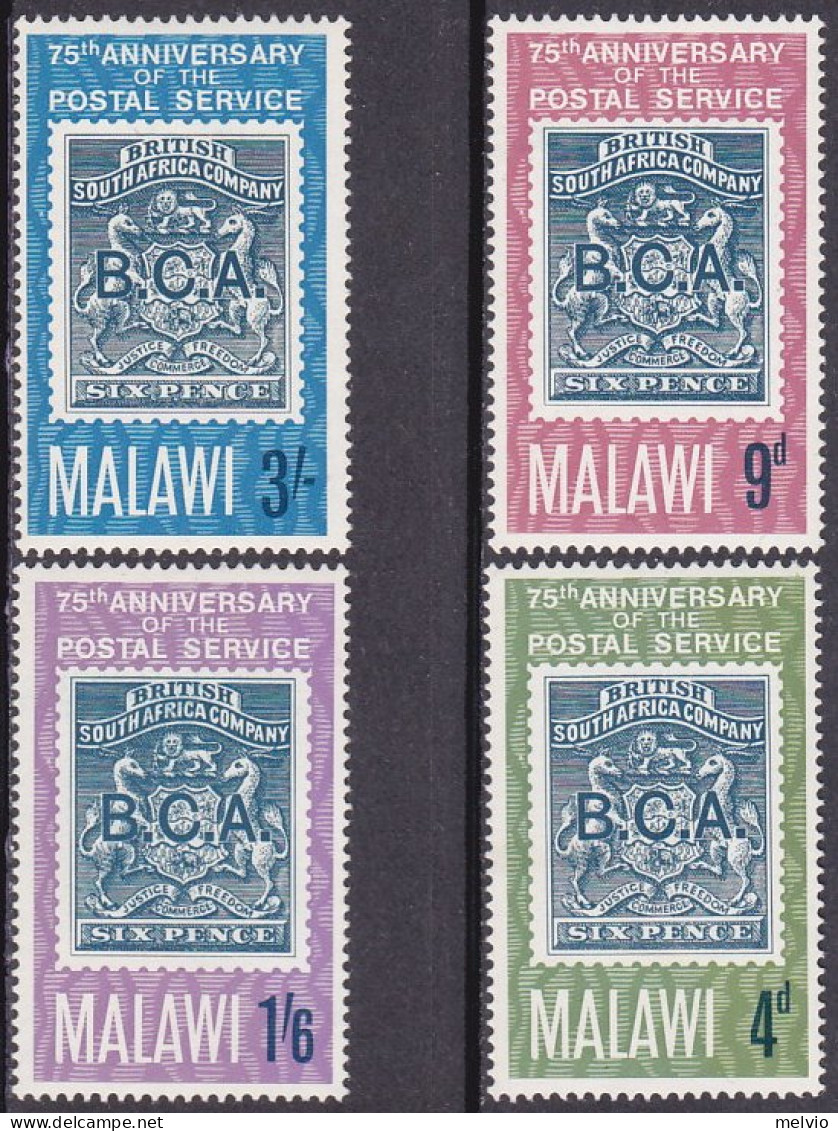 1967-Malawi (MNH=**) S.4v."75° Anniversario Dell'ufficio Postale,francobollo Su  - Malawi (1964-...)