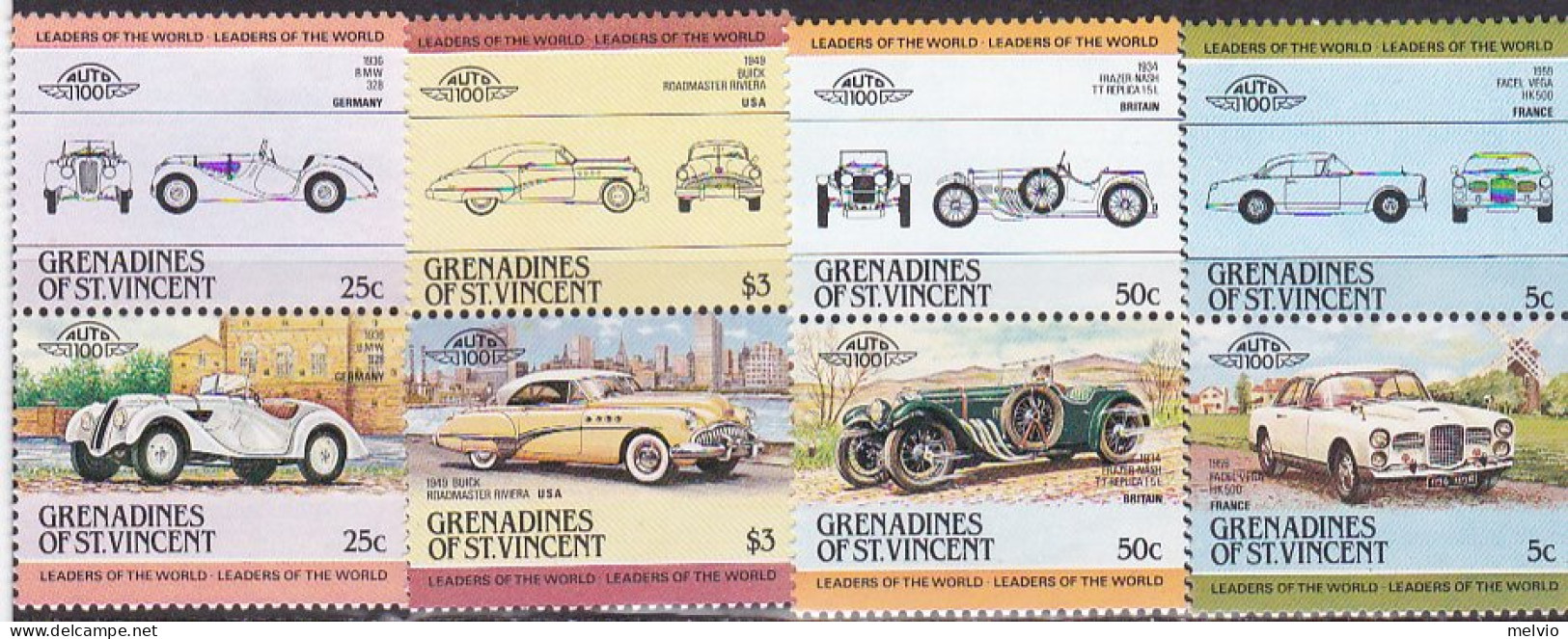 1984-Grenadine Di St.Vincent (MNH=**) S.8v."automobili,prima Serie" - St.Vincent & Grenadines