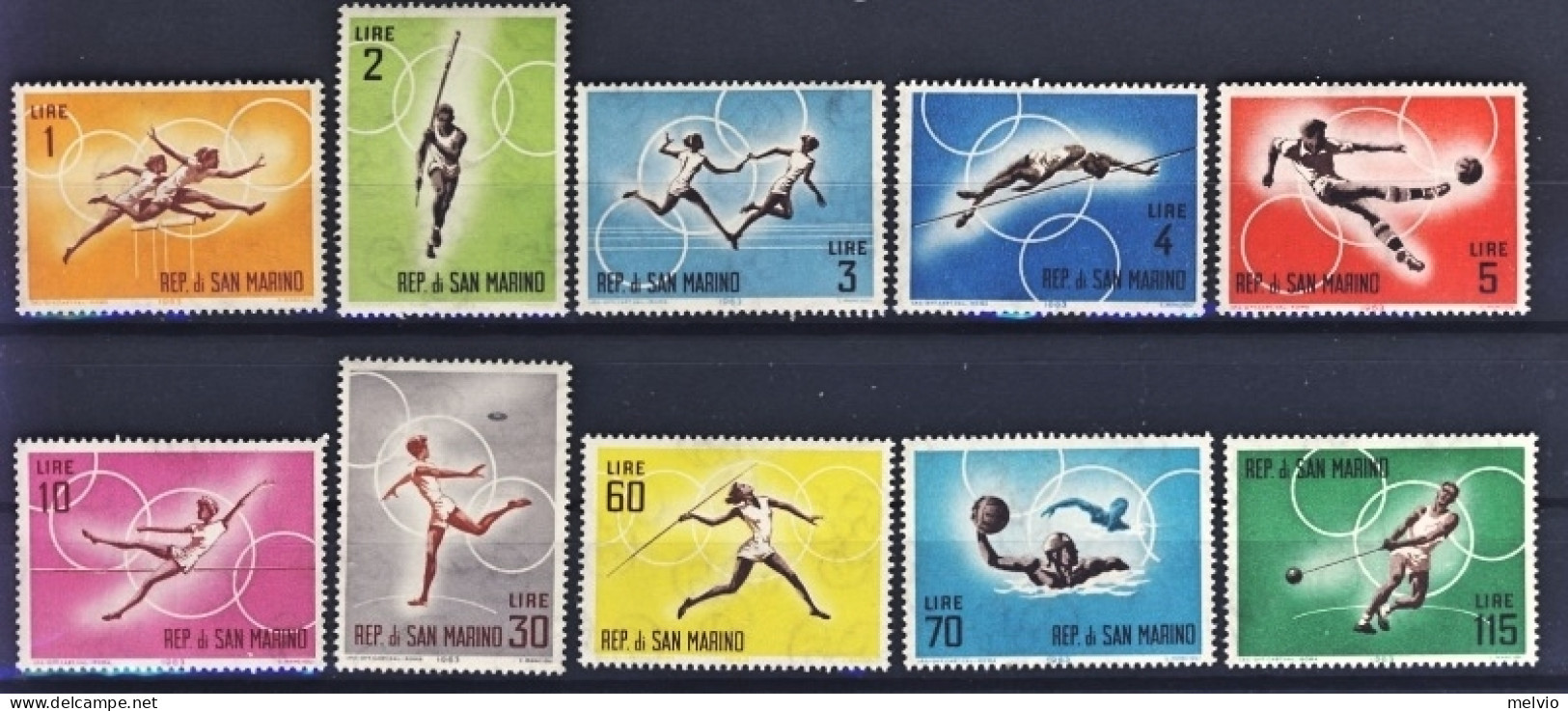 1963-San Marino (MNH=**) S.10v."Preolimpiade Di Tokyo" - Ongebruikt