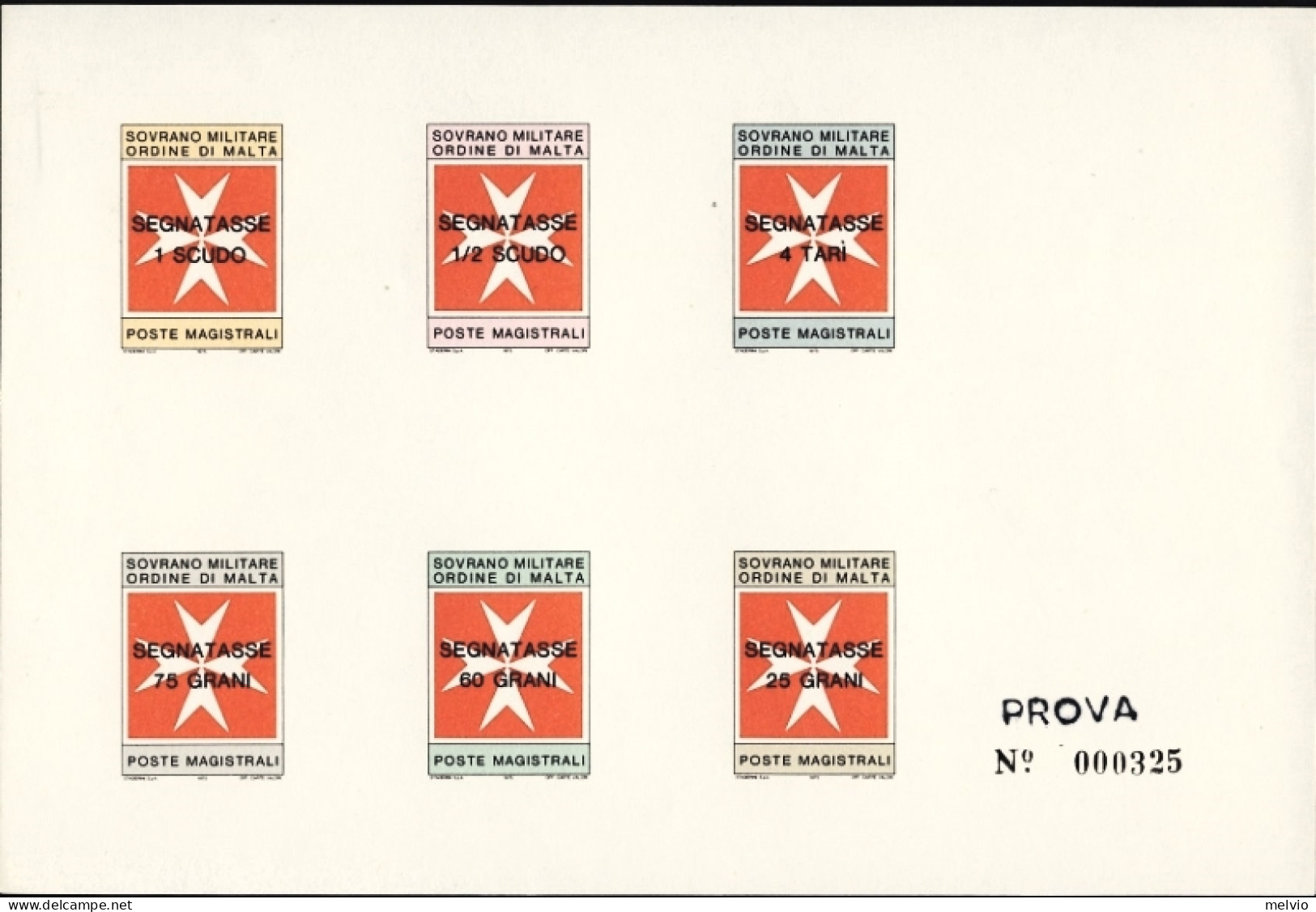 1975-S.M.O.M. Segnatasse Foglietto Prove Di Lusso "Croce Di Malta Su Fondo Rosso - Malta (Orde Van)