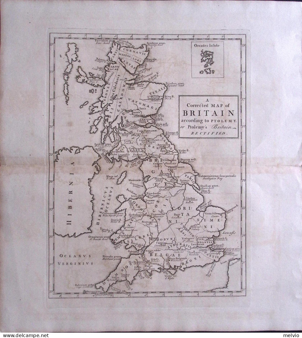 1790 Circa-A Corrected Map Of Britain According To Ptolemy Or Ptolemy's Britain  - Geographical Maps