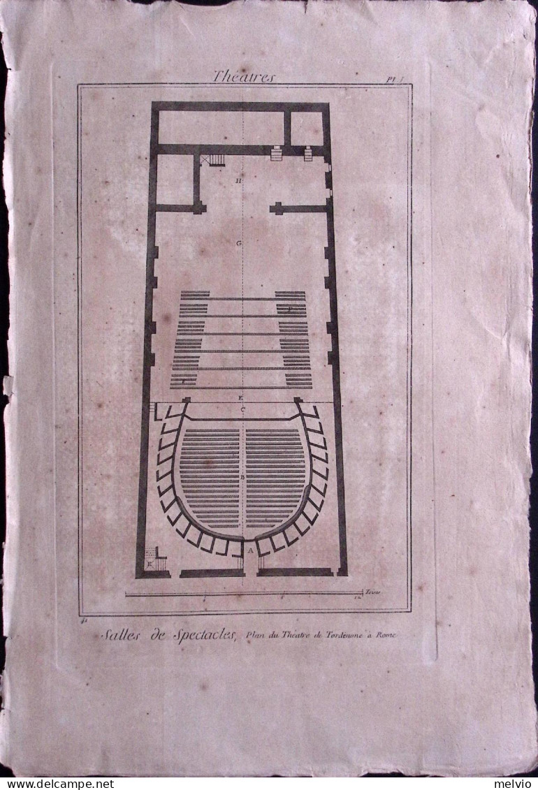 1760ca.-Theatres Salles De Spectacles Plan Du Theatre De Tordenone A Rome Incisi - Estampes & Gravures