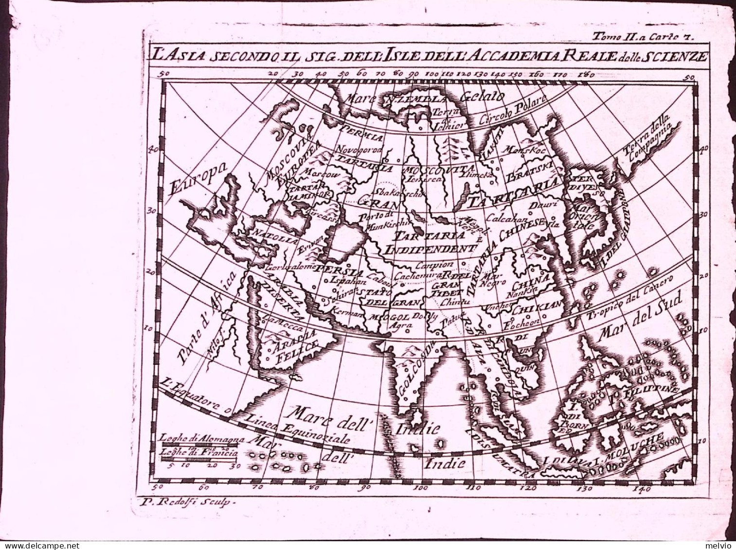 1720-L'Asia Secondo Il Sig.Dell'Isle Dell'accademia Reale Delle Scienze Dim.13x1 - Geographical Maps