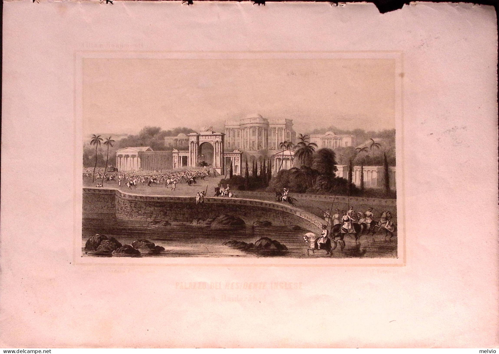 1857-Hyderabad Palazzo Del Residente Inglese Torino Lit.Giordana E Salussolia - Landkarten