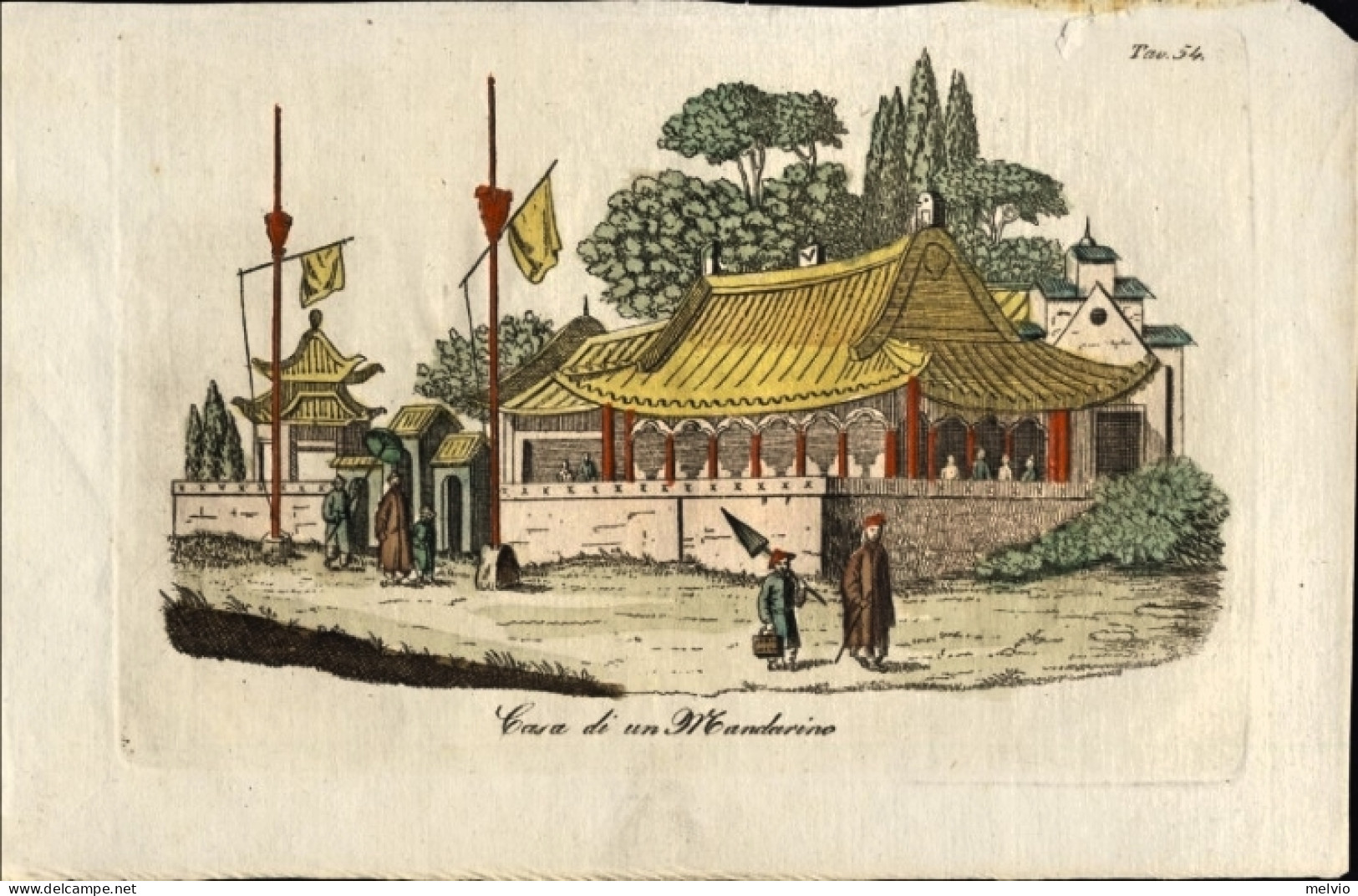 1825-Cina China "Cina Casa Di Un Mandarino" Size With Margins . 20x13,5 Cm. Hand - Estampes & Gravures