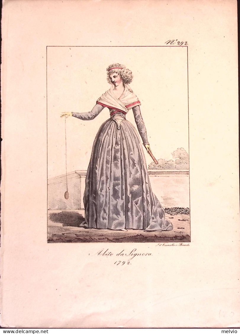 1827ca.-Napoli "Abito Da Signora 1792 (donna Che Gioca Con Yo-yo)' Tavola Litogr - Estampes & Gravures