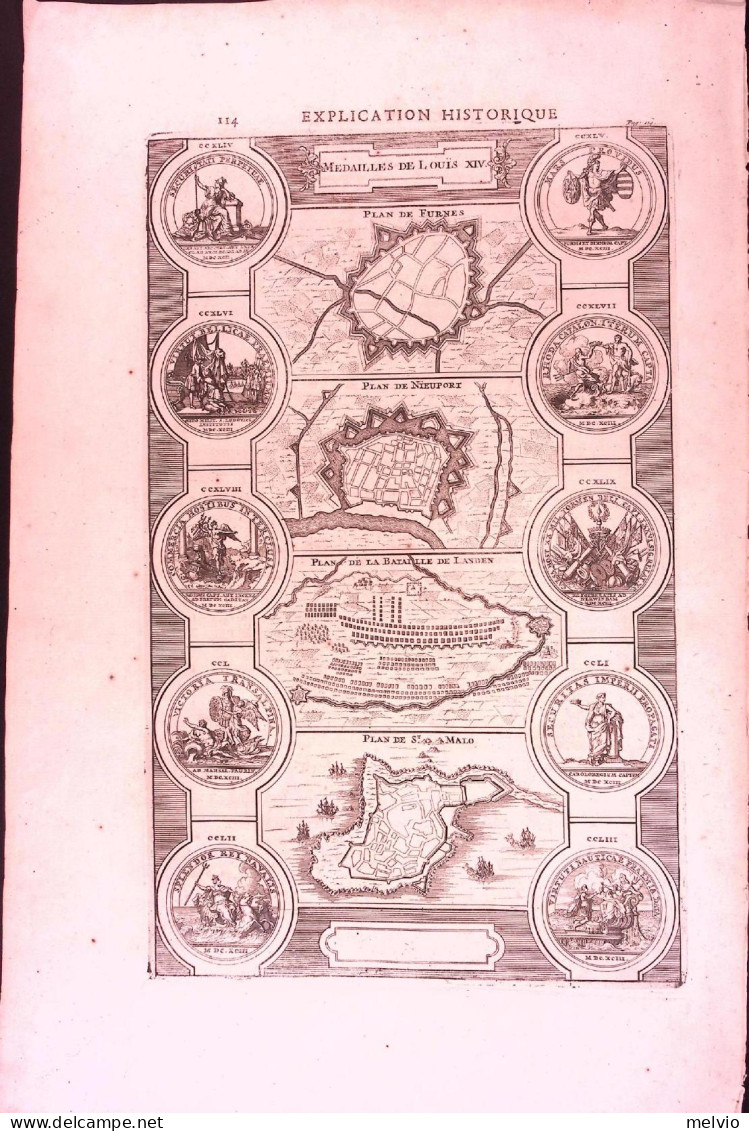 1724-Plan De Furnes,de Nieuport,de La Battaille De Landen E Plan De St. Malo,Med - Prenten & Gravure