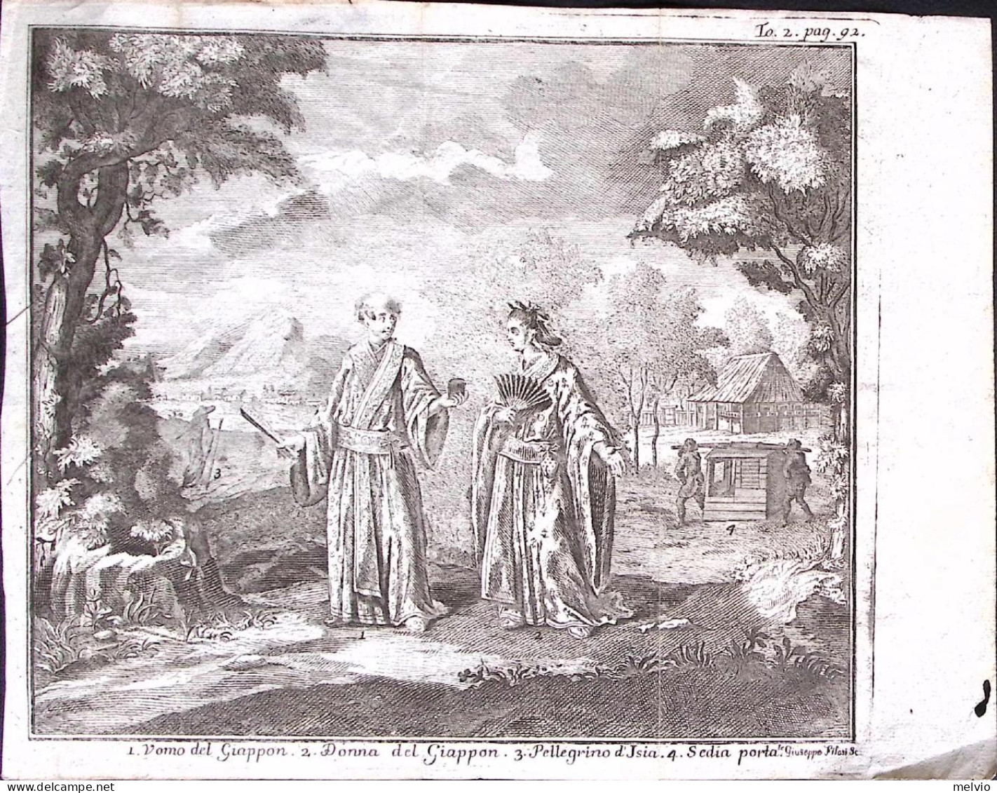 1750 Circa-uomo Del Giappone,donna Del Giappone,pellegrino D'Isia,sedia Porta. I - Stiche & Gravuren