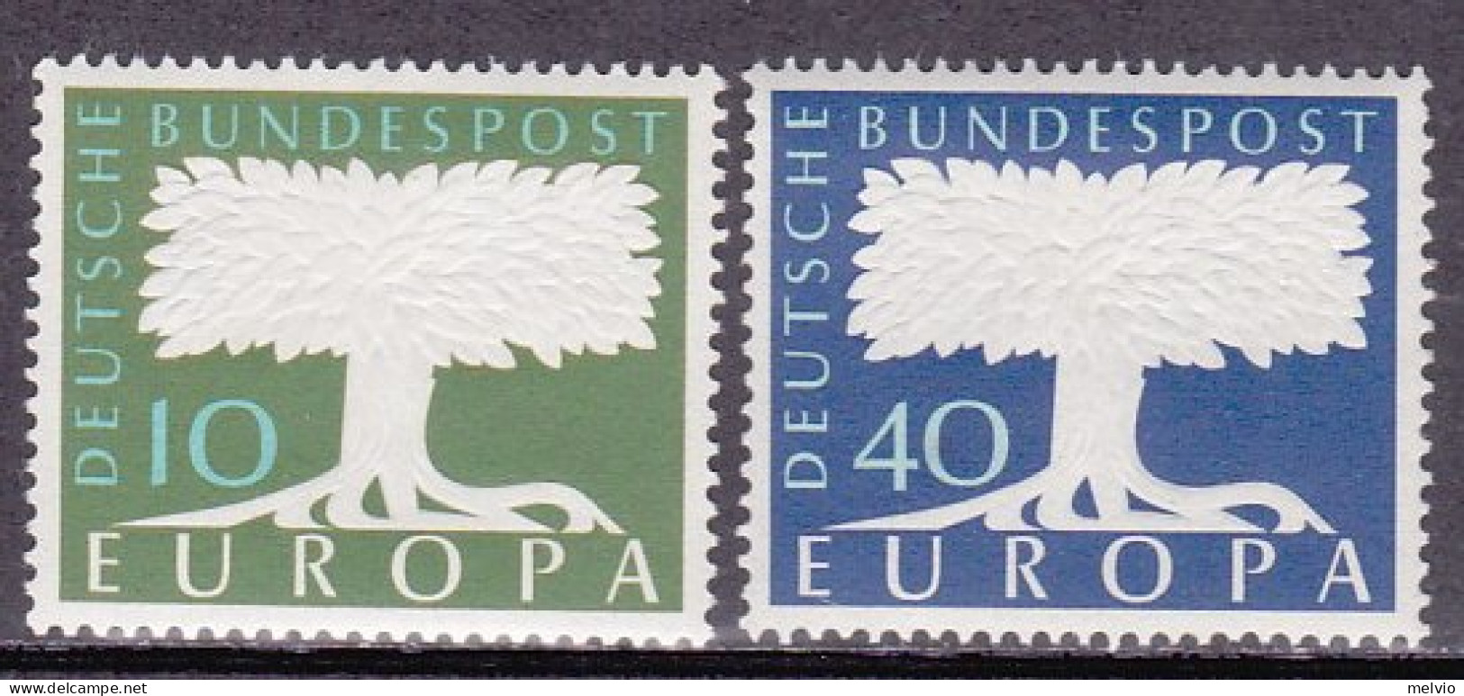 1957-Germania (MNH=**) S.2v."Europa,albero Stilizzato" - Other & Unclassified