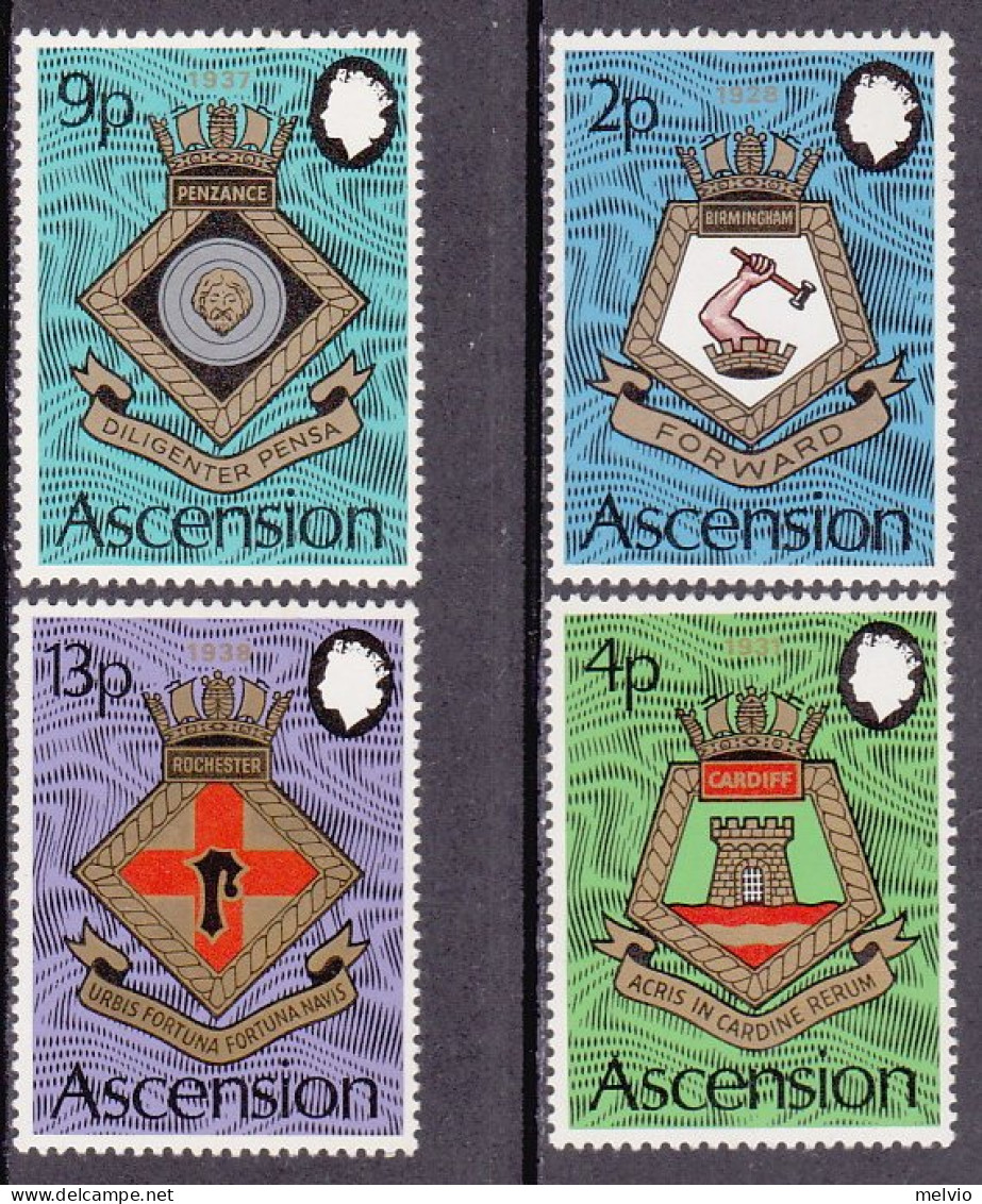 1973-Ascension (MNH=**) S.4v."Stemmi Della Marina Reale" - Ascensione