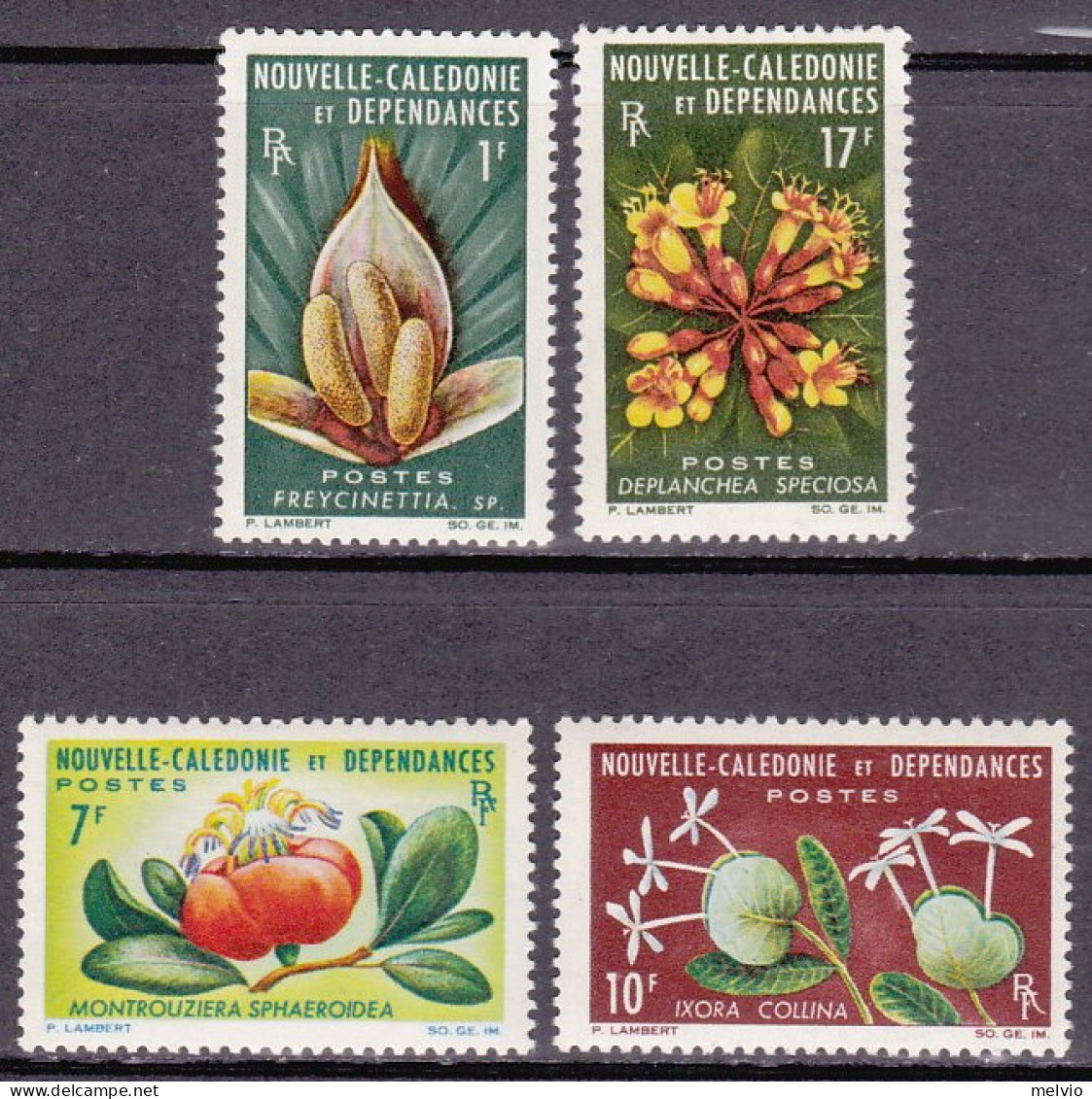 1964/5-Nuova Caledonia (MNH=**) Quattro Alti Valori "Fiori" - Ungebraucht