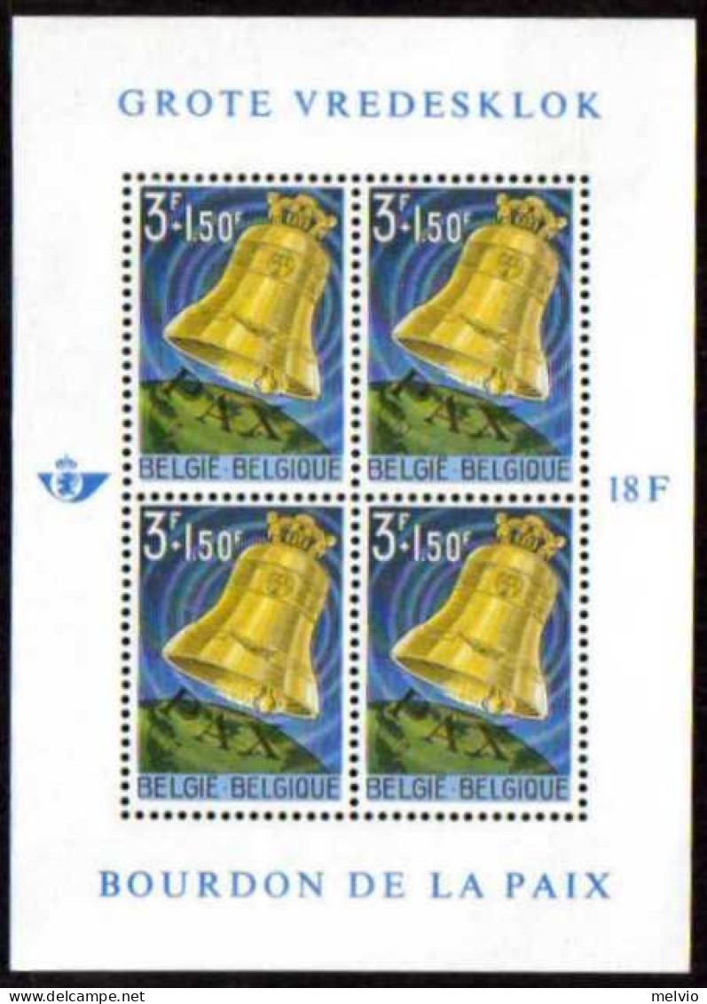 1963-Belgio (MNH=**) Foglietto S.4v."Campana Della Pace"catalogo Euro 8 - Sonstige & Ohne Zuordnung