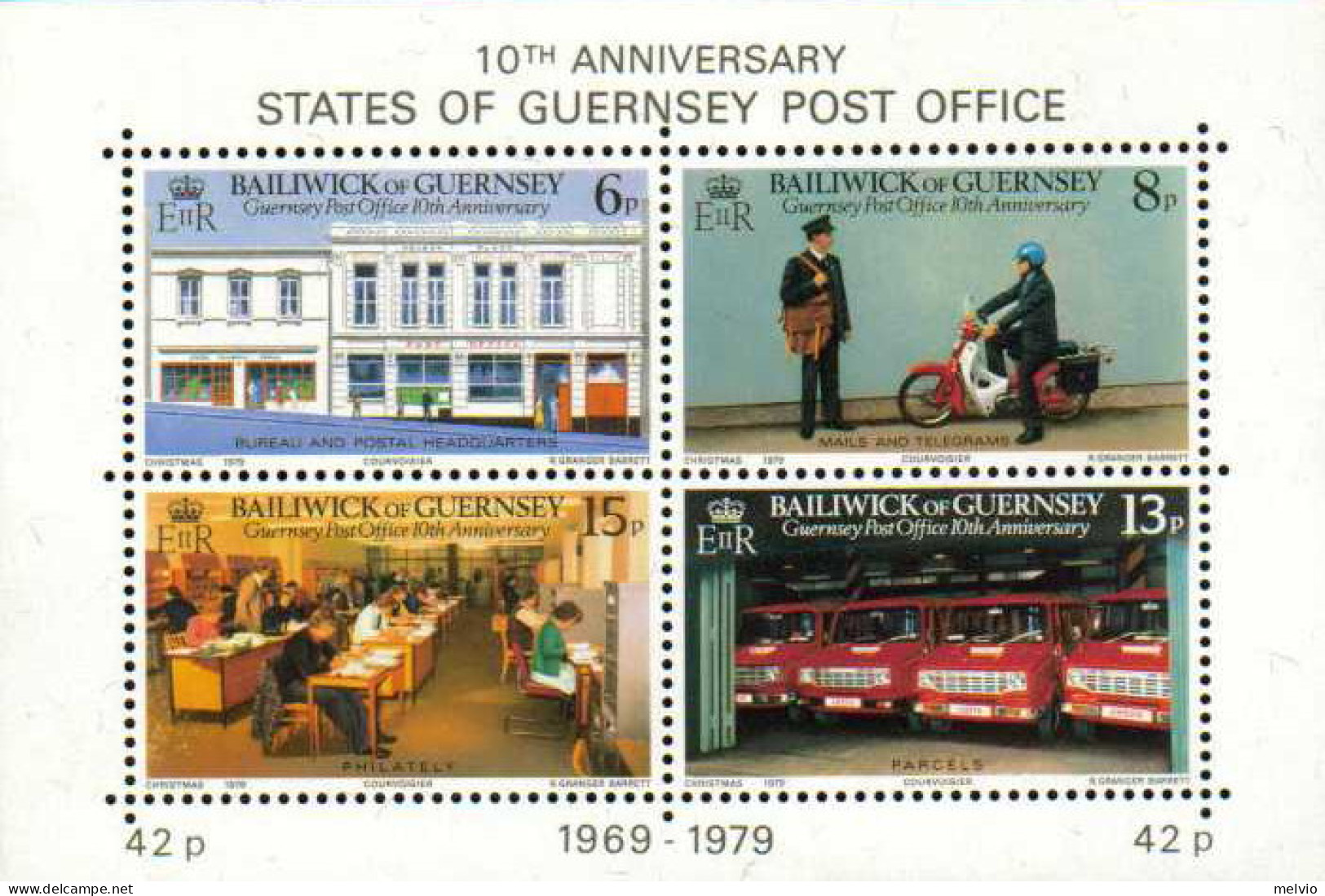 1979-Guernsey (MNH=**) Foglietto S.4v."Anniversario Ufficio Postale"catalogo Eur - Guernesey