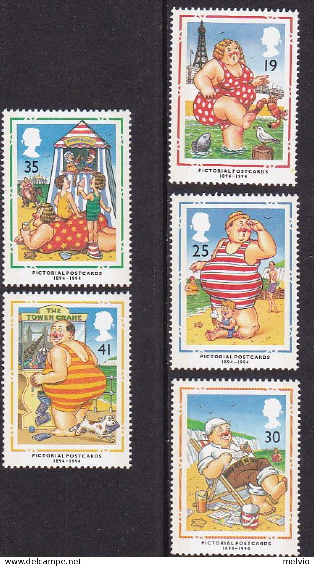 1994-Gran Bretagna (MNH=**) S.5v."cartoline Umoristiche,vignette Balneari"catalo - Nuevos