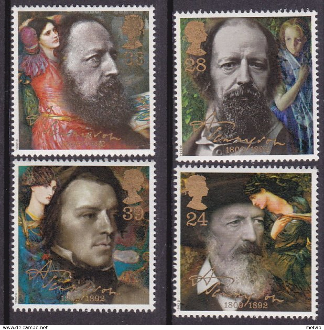 1992-Gran Bretagna (MNH=**) S.4v."centenario Della Morte Di Tennyson,ritratti Ed - Neufs