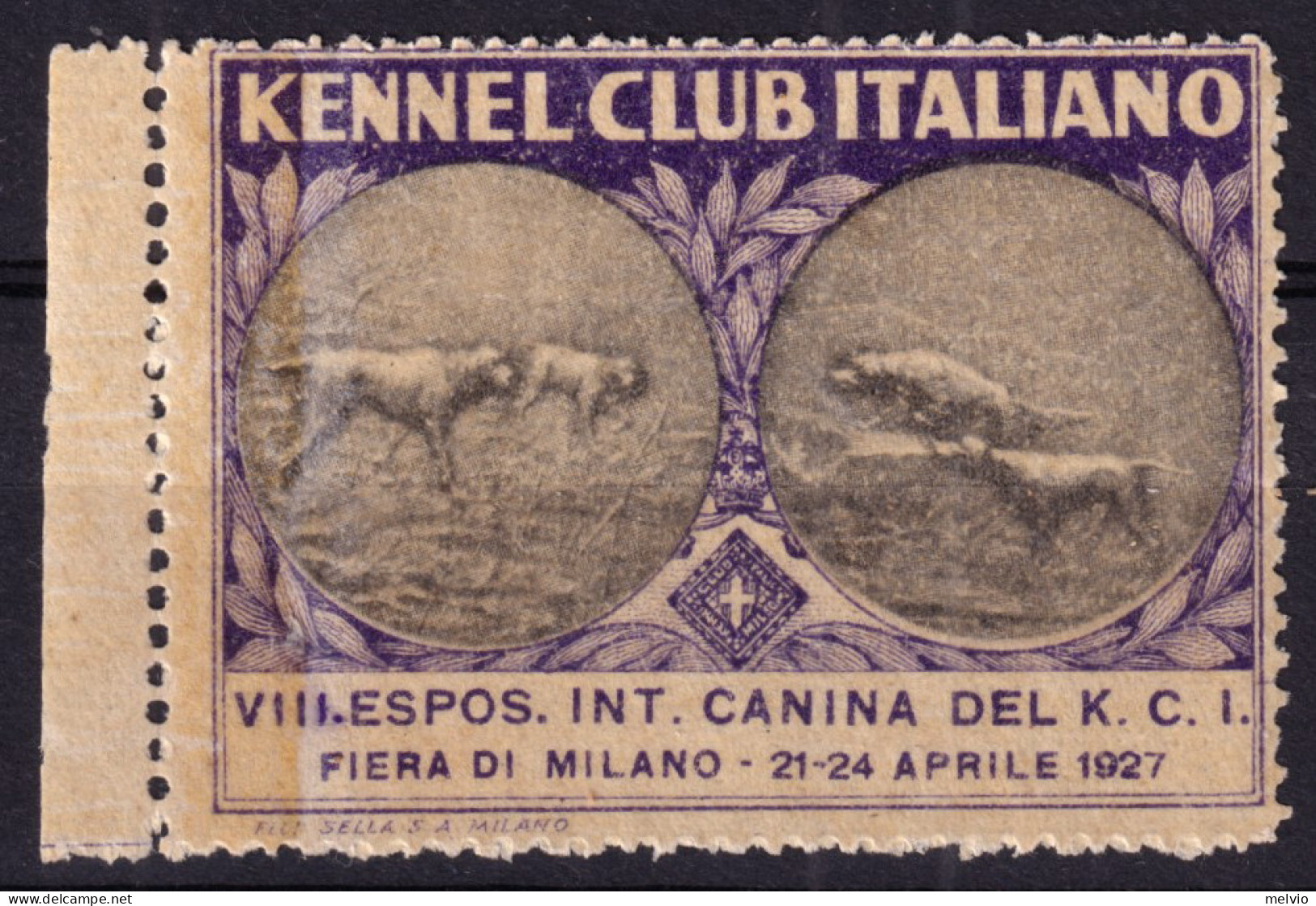 1927-Italia Esposizione Canina Kennel Club Italiano Erinnofilo Non Gommato - Erinnophilie
