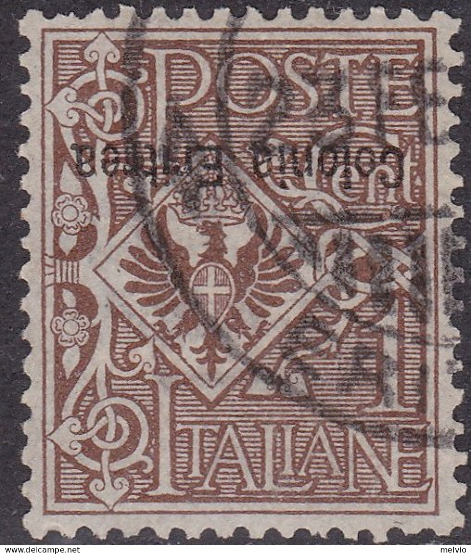 1903-Eritrea (O=used) 1c.bruno Floreale Usato Con Soprastampa Capovolta Cat.Sass - Erythrée