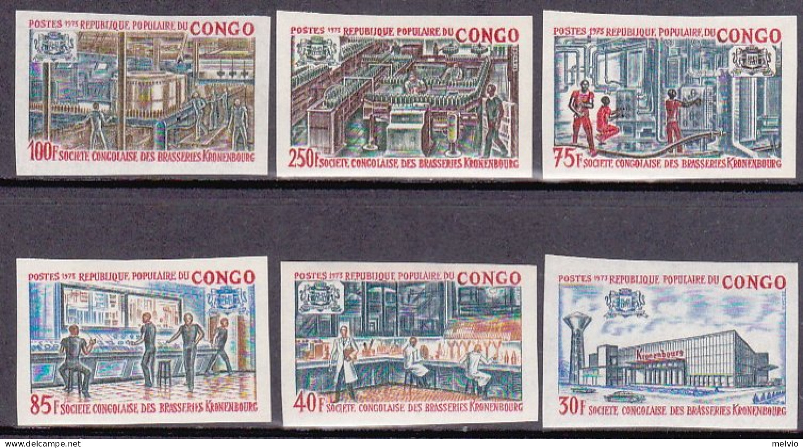 1973-Congo (MNH=**) Non Dentellati S.6v."associazione Congolese Birraia,varie Fa - Andere & Zonder Classificatie