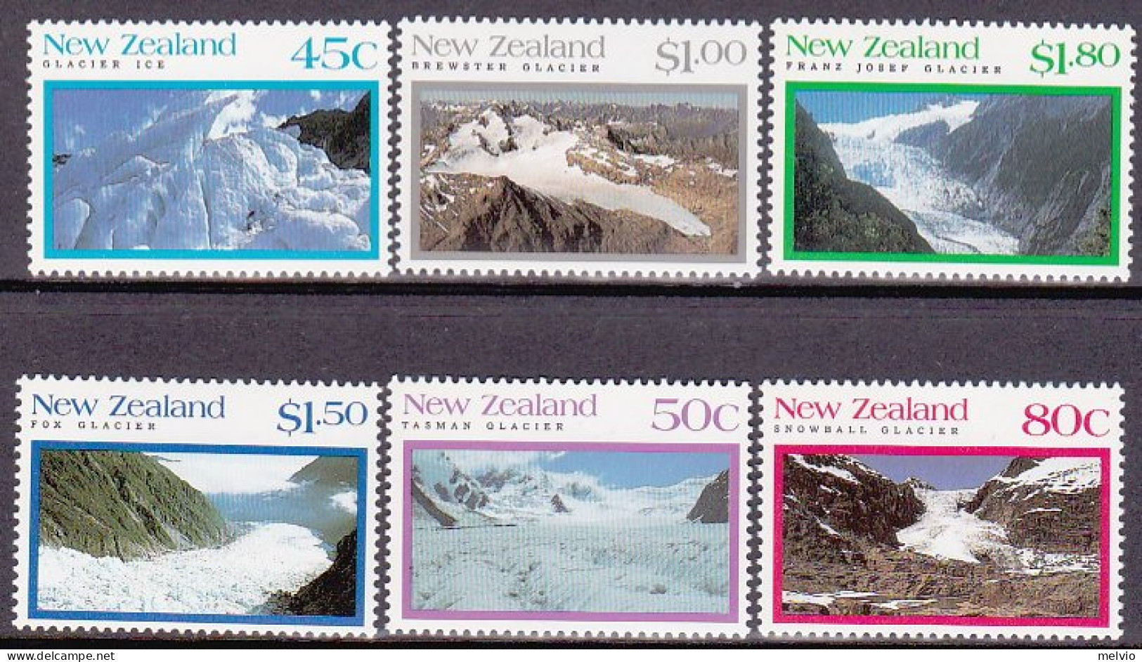 1992-Nuova Zelanda (MNH=**) S.6v."Glaciers"cat.Stanley Gibbons L. 4.75 - Sonstige & Ohne Zuordnung