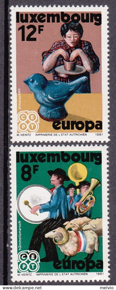 1981-Lussemburgo (MNH=**) S.2v."Europa Cept,folclore"cat.Unificato Euro 2.5 - Sonstige & Ohne Zuordnung