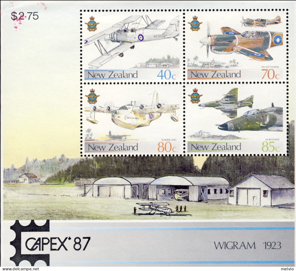 1987-Nuova Zelanda (MNH=**) Foglietto S.4v.soprastampato Nel Margine Inferiore C - Sonstige & Ohne Zuordnung