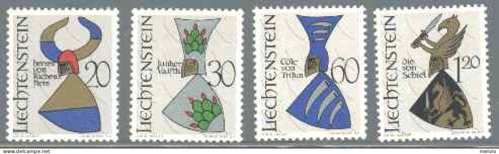 1966-Liechtenstein (MNH=**) S.4v."Stemmi Nobiliari" - Unused Stamps