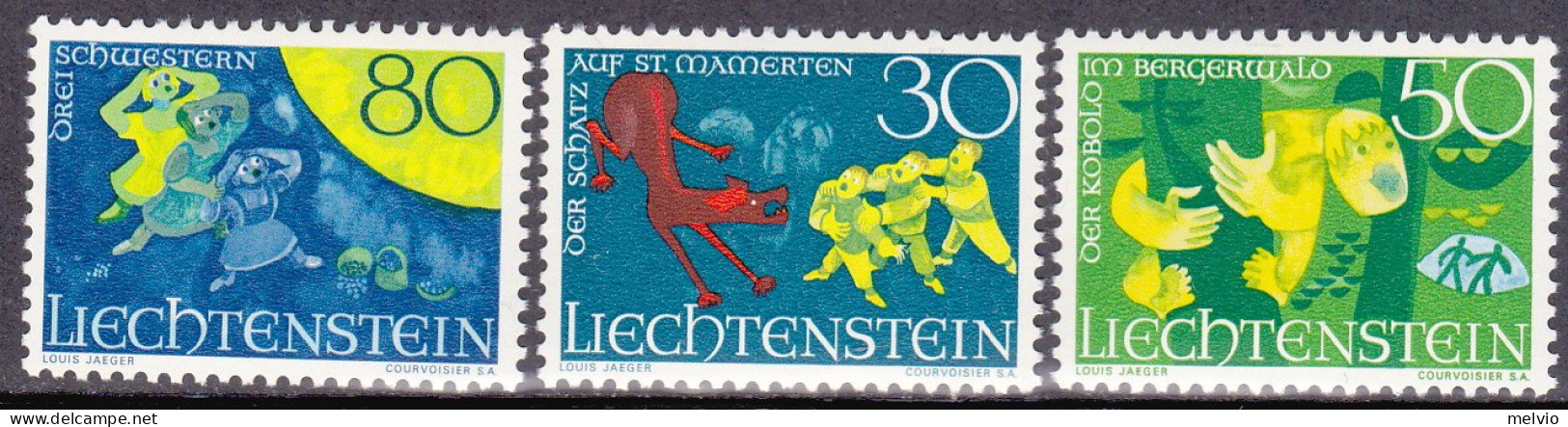 1968-Liechtenstein (MNH=**) S.3v."Leggende Locali 2 Serie" - Neufs