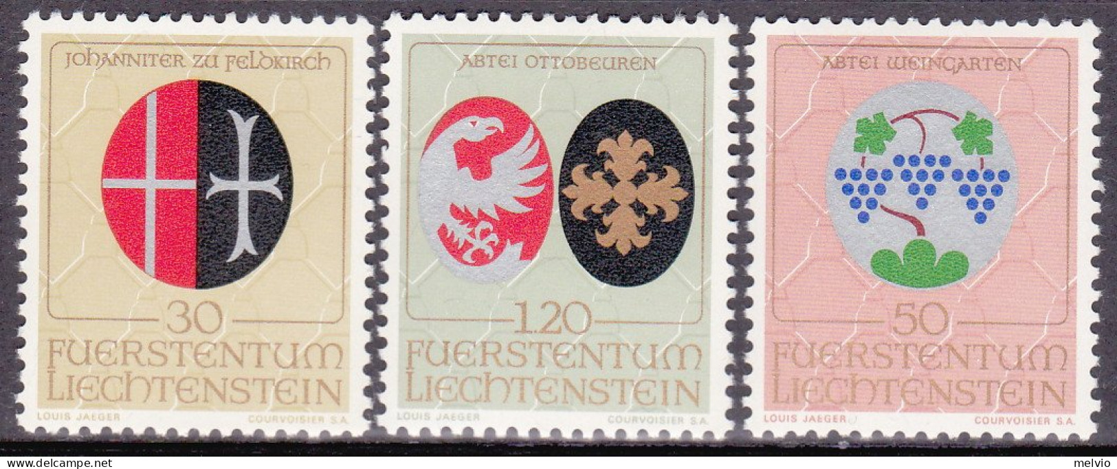 1971-Liechtenstein (MNH=**) S.3v."Stemmi Ecclesiastici" - Other & Unclassified