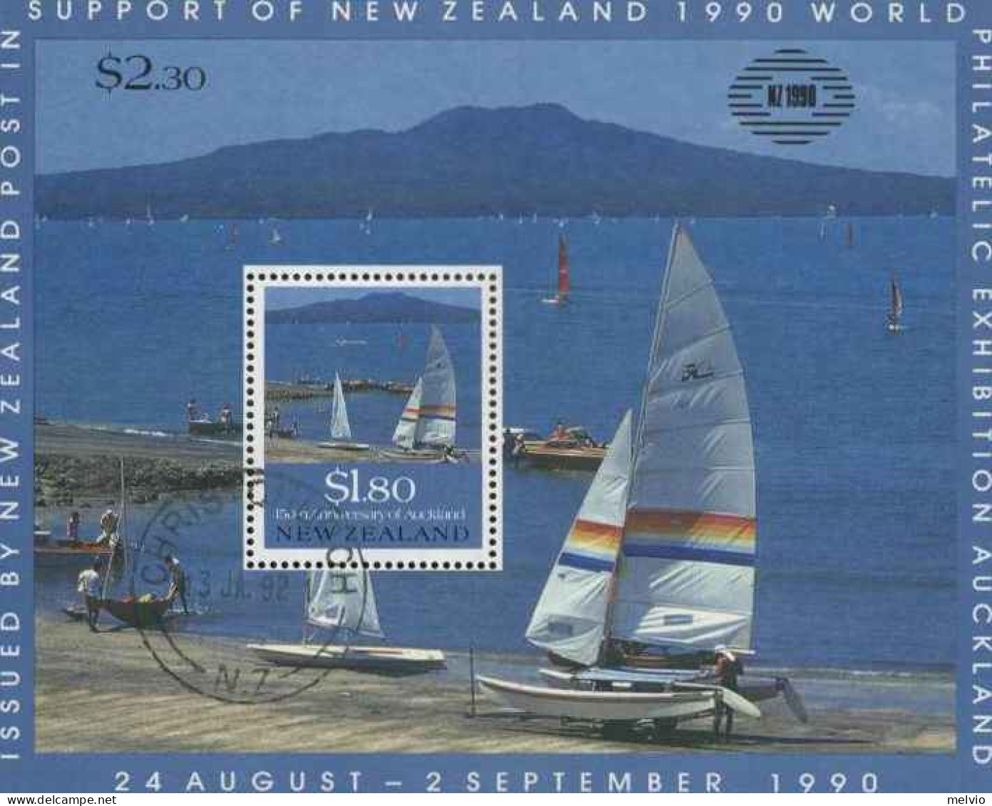 1990-Nuova Zelanda (O=used) Foglietto Usato S.1v."esposizione Filatelica Interna - Other & Unclassified