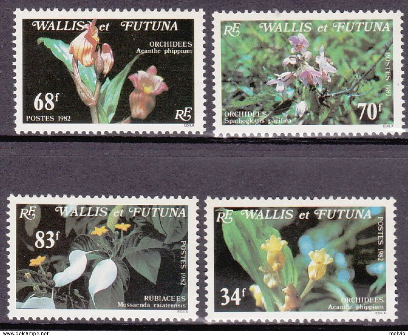 1982-Wallis Et Futuna (MNH=**) S.4v."orchidee"catalogo Euro 16 - Neufs