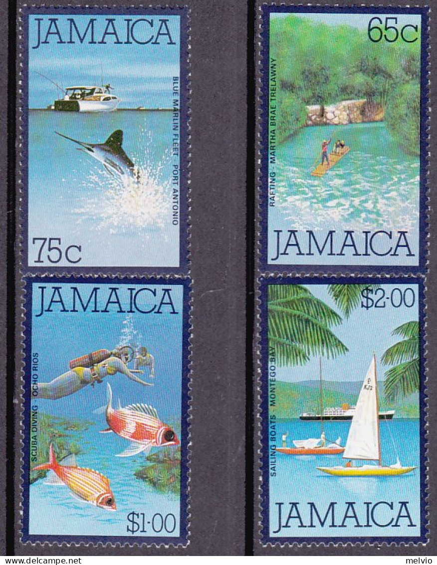 1980-Giamaica (MNH=**)s.4v."sport Acquatici" - Jamaique (1962-...)
