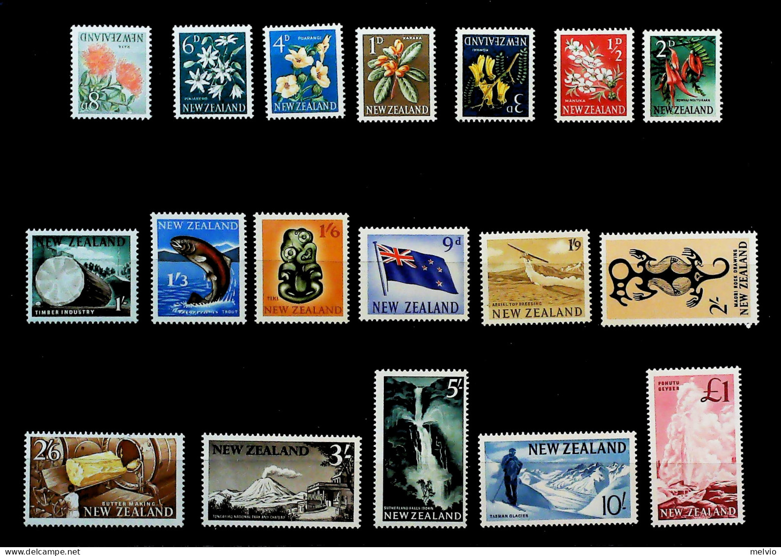 1960-Nuova Zelanda (MNH=**) S.18v."definitiva" - Andere & Zonder Classificatie