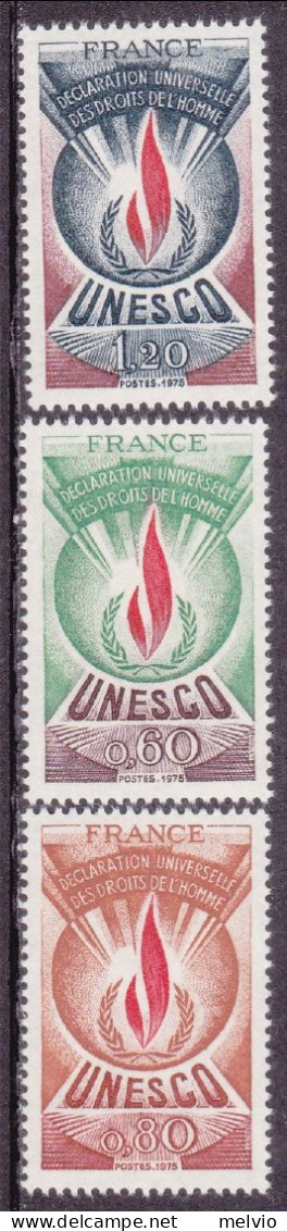 1975-Francia (MNH=**) Servizio S.3v."Unesco"catalogo Unificato Euro 8 - Neufs