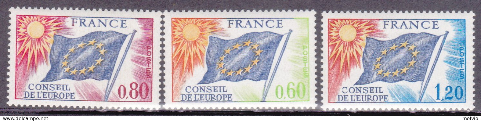 1975-Francia (MNH=**) Servizio S.3v."Consiglio D'Europa,bandiera E Sole"catalogo - Ongebruikt