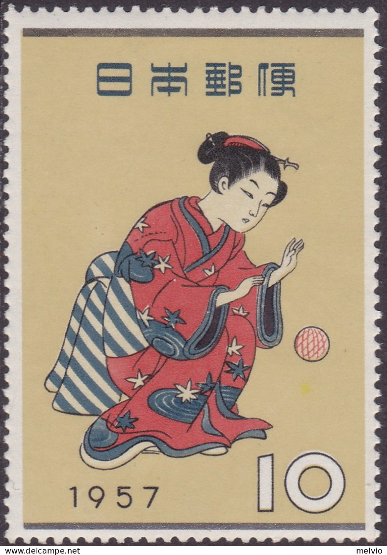 1957-Giappone (MNH=**) S.1v."settimana Filatelica,quadro"catalogo Euro 7 - Other & Unclassified