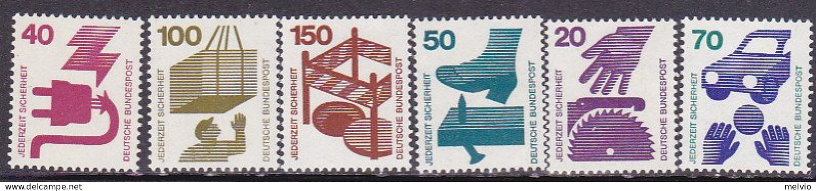 1972/3-Germania (MNH=**) S.6v."prevenzione Degli Infortuni 3 Serie"catalogo Unif - Other & Unclassified
