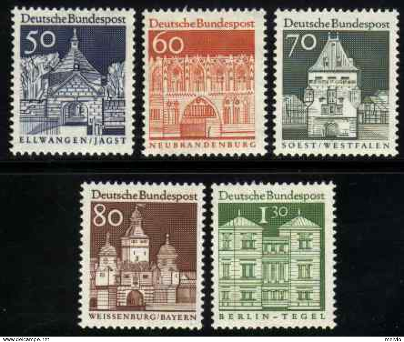 1967/9-Germania (MNH=**) Cinque Valori "edifici Storici"catalogo Euro 11 - Other & Unclassified