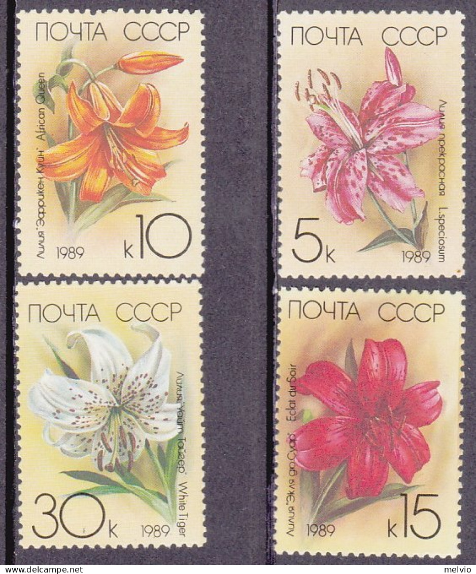 1989-Russia (MNH=**) S.4v."fiori"catalogo Euro 3 - Andere & Zonder Classificatie